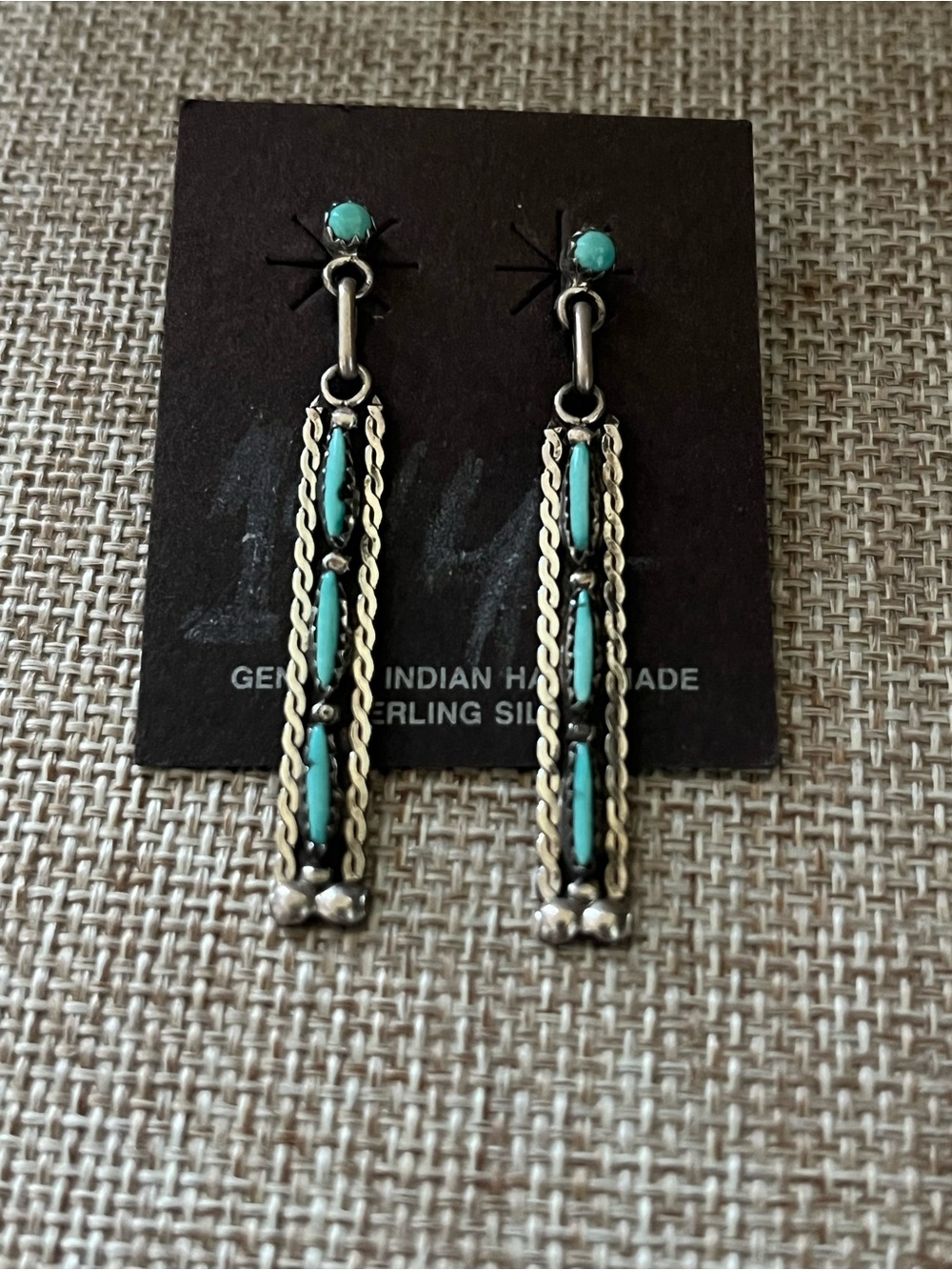 Sterling Silver Turquoise Drop Earrings - Handmade Southwestern Style